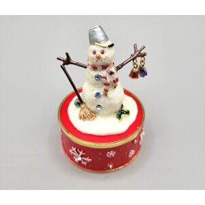 Dept 56 Bejeweled Collection Music Box Rotating Snowman Enamel Christmas